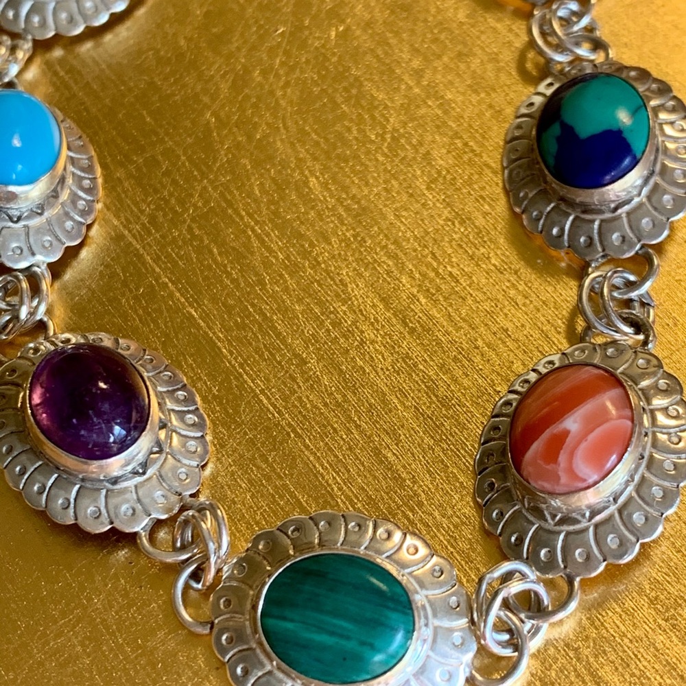 SOLD!!  Sterling Southwestern Bracelet w7 Stones